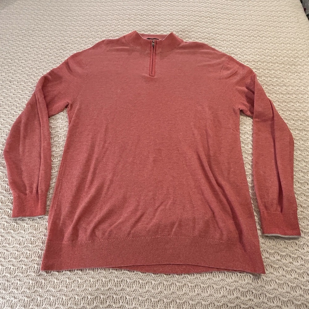 Raffi Men's Super Soft Cotton 1/4 Zip Pullover Salmon Color Oversized 2XL
